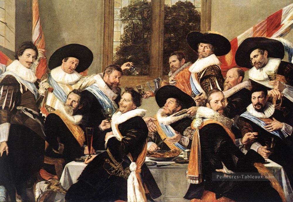 Banquet des officiers de la Compagnie de la Garde Civique de St George 2 portrait Siècle d’or néerlandais Frans Hals Peintures à l'huile